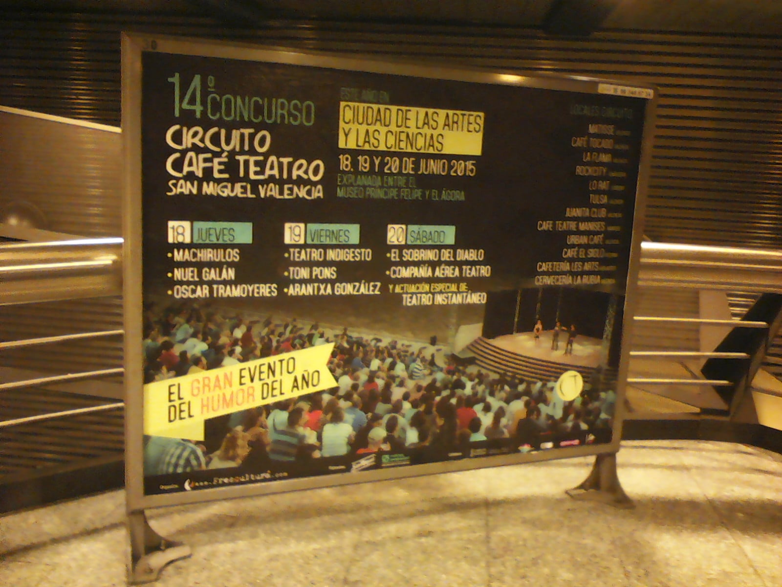 Publicidad metro Valencia – Circuito Café Teatro gala Final 2015