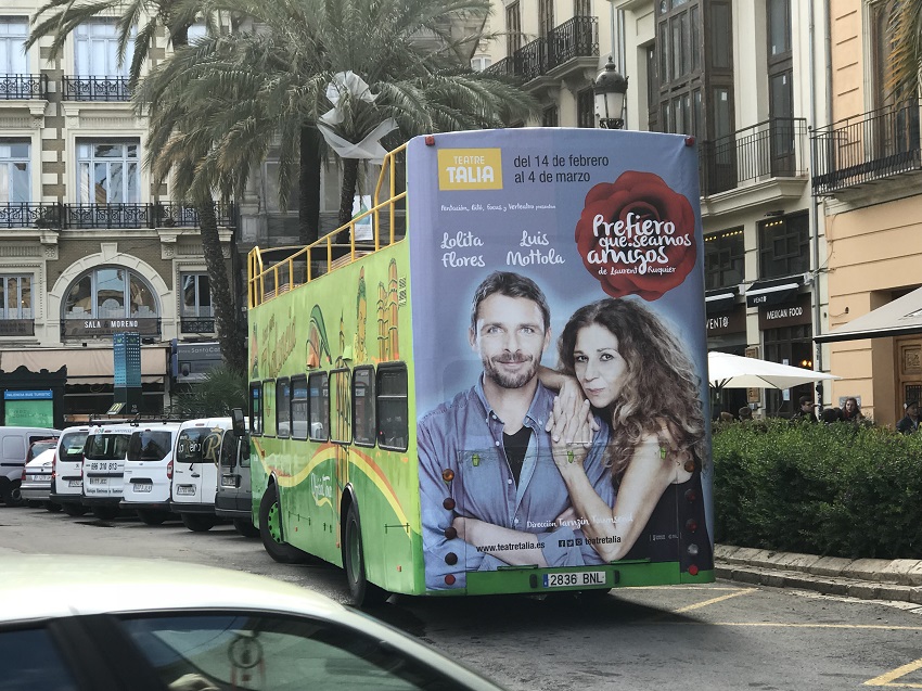 Publicidad bus turístico Valencia, Publicidad autobús turístico, publicidad exterior